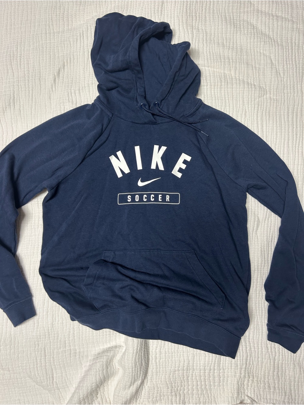 Nike Navy Soccer Pullover Hoodie with White Logo